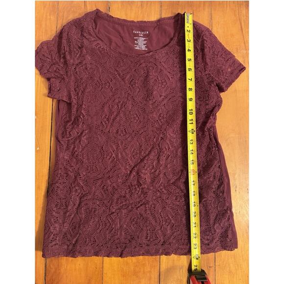 Van Heusen Shirt Womens Short Sleeve Top with Front Lace, Size Large - Picture 6 of 6